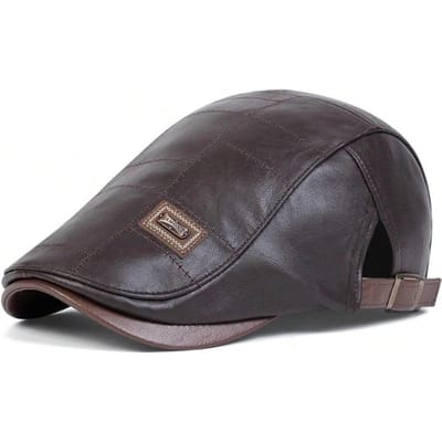 Heren Retro PU Leer Newsboy Petten Jamont Labeling Britse Schilders Hoeden Lente Herfst Zijdelings Verstelbaar Platte Pet Hip Hop Baret gray
