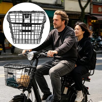 Fietsmand Metaal - Fietsmand Voor Fietsrek - Woon-werkverkeer - Verstelbare Montagebeugel - 34 x 27 x 27 cm - Zwart