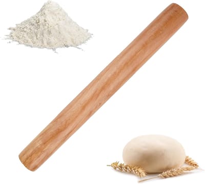 Deegroller - Beukenhout - Gladde antiaanbaklaag - Geschikt voor het bakken van deeg, fudge, pizza, koekjes, brood - Professioneel handvatloos - 30x2,7cm