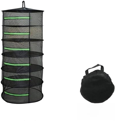 Kruiden Droognet - Hangrek Mesh - Planten Drogen - Inclusief Accessoires - 6 Lagen - Zwart