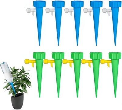 Druppelirrigatieset, 10-delig, automatische irrigatie met verstelbare aansluiting voor tuin, kantelbeveiliging inbegrepen voor potplanten op balkon of kas