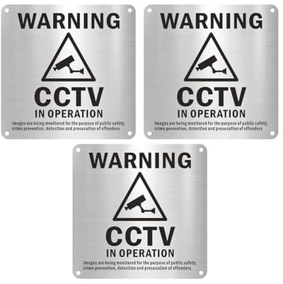 CCTV waarschuwingsborden set van 3 - aluminium buitenborden voor beveiliging