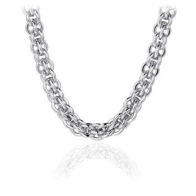 Grote collier - grote ketting - zilver - 925 - grove schakels - dubbele schakels ketting - gerodineerd - koningsketting - 50 cm - luxe - cadeautip