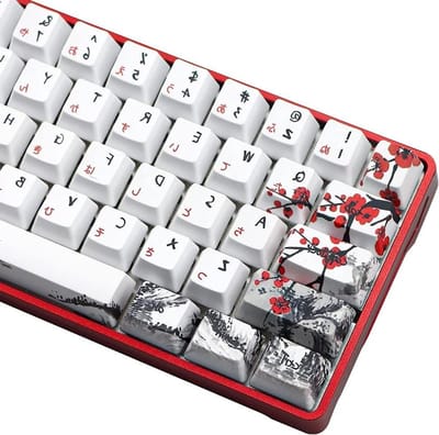 Toetsenbord Keycaps - Pruimenbloesem 71 - Desktop Gebruik - PBT Materiaal - 2695 Gram - Zwart & Wit