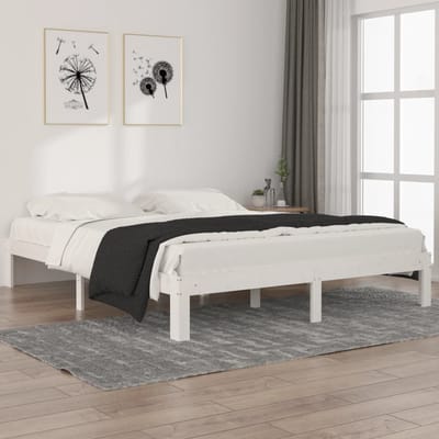 vidaXL - Bedframe - massief - grenenhout - wit - 160x200 - cm