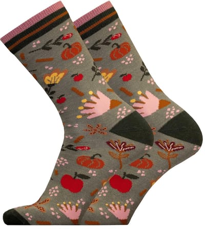 UphillSport - 2-Pack - Herfsttuin Sokken - Merino Wol - Alledaags - Print - Heren / Dames - groen - 35-38 - 7435