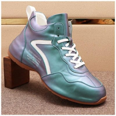 Winter Nieuwe Trend Heren High Tops Wit Glanzend Veterschoenen Casual Flats Mocassins Rock Punk Wandelsneakers Enkellaarsjes 43 gray