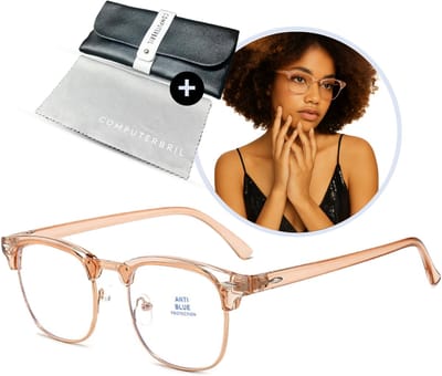 computerbril.shop® Vintage Computerbril - Zonder Sterkte - Rosé met goud montuur - Blauw Licht Filter Bril - Blue Light Glasses - Beeldscherm bril - Anti blauw licht - Unisex - Game bril - Bril tegen vermoeide ogen - Bril computer tv schermen