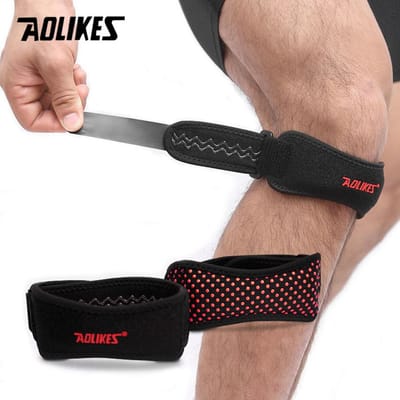 Aolikes Patella Kniebrace Verstelbare Band voor Kniepijn Verlichting Ondersteuning Hardlopen Wandelen Basketbal Tendinitis black