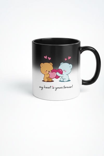 Magische Mok Lieve Beren met Hart - 'My Heart Is Yours Forever!' - Warmtegevoelige Koffiemok Liefdes Cadeau