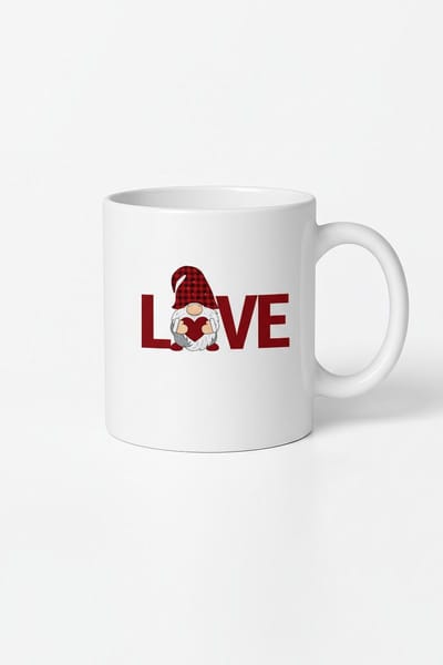 Valentijn Love Mok met Plaid Gnome en Hart | Cadeau voor Liefde