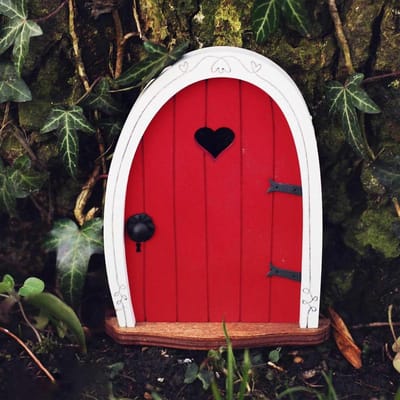Fairy Door - Miniatuur Huisje - Tuindecoratie - Art Deco Stijl - Klein Formaat - Rood