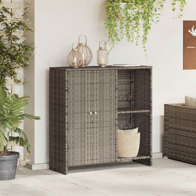 vidaXL - Opbergkast - met - plank - met - opslag - Grijs - 100 - x - 36 - x - 102 - cm - Rattan