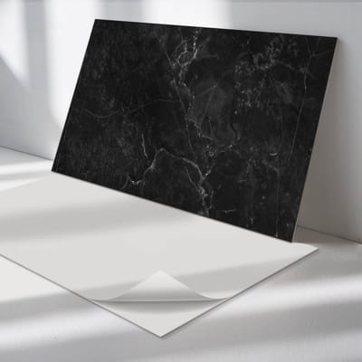 Wallfluent Vinyl Wandpaneel - Marmerpatroon met aderen PVC Muurpaneel - 100 cm x 50 cm - Zwart PVC wandpaneel - 1 stuk - Rechthoekig Wandbekleding Vinyl - Texturen Wandpaneel - Zelfklevende Wandbekleding - Wandpaneel Keuken en Badkamer