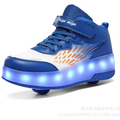 Schoenen met wielen, intrekbaar met dubbele wielen, Mia Mia Nieuwe Schoenen met Katrol, Oplaadbare Kinderschoenen met Onzichtbare Wielen 39 blauw