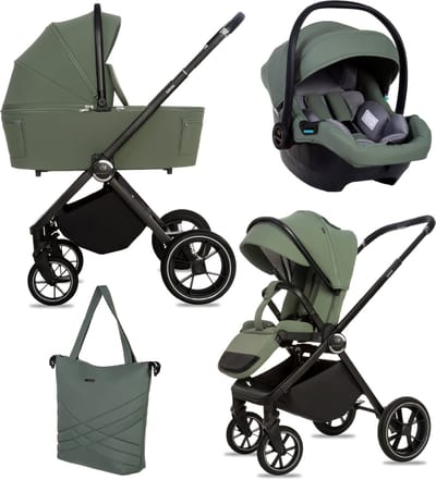BabyLux® Kinderwagen 3in1 Set GAVIA, Opvouwbare Lichtgewicht Kinderwagenset Incl. Reiswieg, Buggy, I-Size Baby-Autostoeltje, Luiertas En Meer Accessoires, 4 Ligstanden, 0-22kg, Uv-Bescherming 50+
