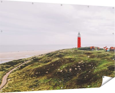 Gards Tuinposter Vuurtoren Texel - 180x120 cm - Tuindoek - Tuindecoratie - Wanddecoratie buiten - Tuinschilderij
