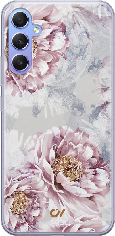 Hoesje geschikt voor Samsung Galaxy A34 hoesje - Floral Print - - Beige - - Casevibes