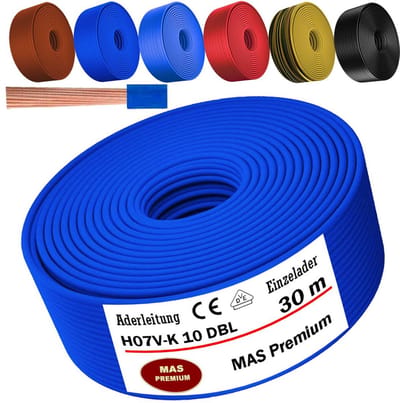 Flexibele Installatiedraad H07V-K 1x10mm² per meter - Diverse Kleuren