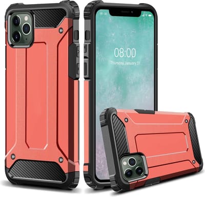 Hoesje geschikt voor iPhone 12 Mini anti shock back cover - heavy duty hoesje - hybrid military grade armor case- rugged anti schok hoes - ROOD - EPICMOBILE