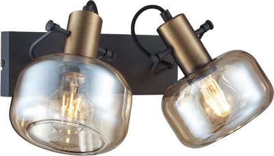 Wandlamp Glaslic | 1-lichts | brons / zwart | modern / industrieel design | metaal met glas | woonkamer / hal | Ø 20 cm | sfeervolle verlichting