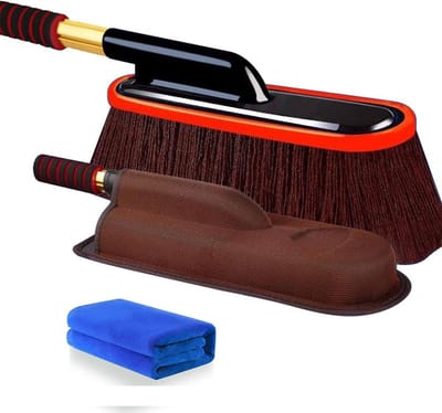 Autostofdoek - Plumeau borstel - Auto reinigen - Uittrekbare handgreep - 53-66 cm - Bruin