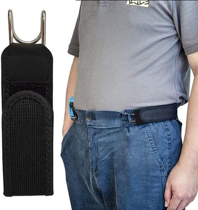 MDUG Heren heupriem zonder gesp - Zwart - One size fits all - Elastische heupriem met klittenbandsluiting - Praktisch, comfortabel en draagbaar - Geschikt voor diverse gelegenheden zoals woon-werkverkeer, kantoorwerk, vrije tijd en reizen