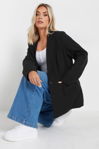 Yours Getailleerde Blazer Met Steekzakken In Zwart Size 42