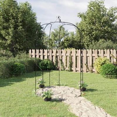 Tuin prieel boog - Rozenboog klimplant - Decoratie tuinpad - Stevig staal frame - 180x255 cm - Zwart
