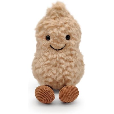 17cm Kerst Pinda Rendier Pluche Speelgoed Pluizige Knuffeldieren Met Geweien Rode Neus Sjaal Zachte Pop Voor Kinderen Cadeau Huisdecoratie beige
