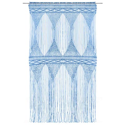 vidaXL - Gordijn - macramé - 140x240 - cm - katoen - blauw