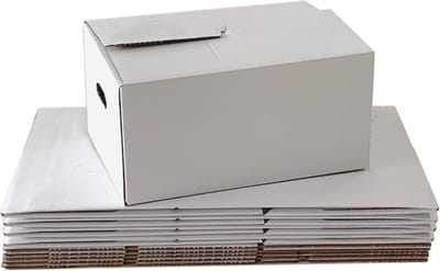 Boekendoos professioneel blanco 10 stuks - Extra stevige boekendoos - Dubbelgolf karton - 100kg draagkracht - Autolock - 48x32x23cm