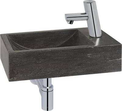Saqu Nature Collection fonteinset met chromen kraan met autostop rechts natuursteen