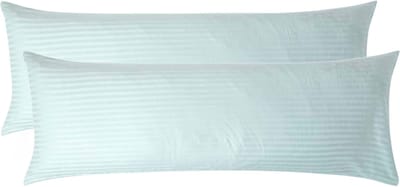 Homescapes Satijn Streep Katoen Kussensloop 50x140 cm Langwerpig – Set van 2 – Aquablauw – 100% Egyptisch Katoen – Draaddichtheid 330