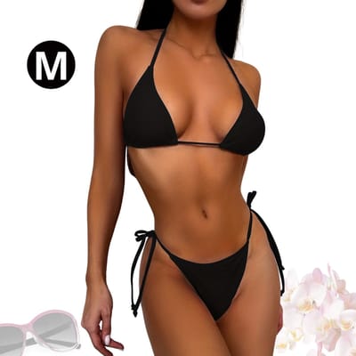 Livano Bikini Dames - Meisjes Bikini - Badpak - Push Up - Vrouwen Badkleding - Zwemmen - Sexy Set - Top & Broekje - Zwart - Maat M