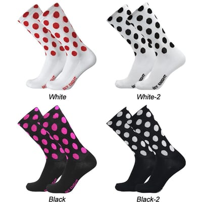 Chaussettes de Sport d'Extérieur Chaussettes Extensibles Respirantes Chaussettes de Vélo pour Hommes Femmes noir