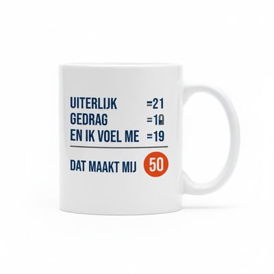330ml Witte Mok – Grappige Dat Maakt Mij 50 Verjaardag Beker | Humoristisch Cadeau voor 50 Jaar