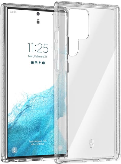 Force Case, 3m Schokbestendige Hoes Geschikt voor Samsung Galaxy S22 Ultra met 360° Gel en Tryax, Transparant