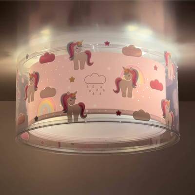 Dalber kinderkamerplafondlamp UNICORNS, roze, 1-lamp