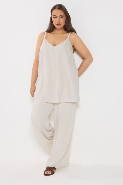 Yours Naturelbruine Linnen Vesttop Size 42