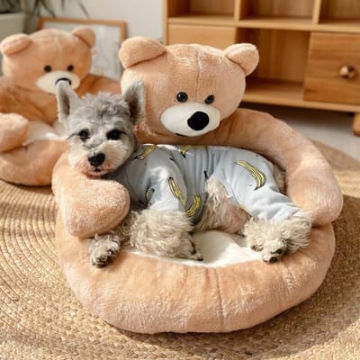 Hetty'S - Pluche Hondenmand Beer â€“ Zachte Honden en Poezenbed in Beervorm â€“ Knusse Slaapplek voor Hond of Poes â€“ 3 Maten â€“ Wasbaar & Comfortabel