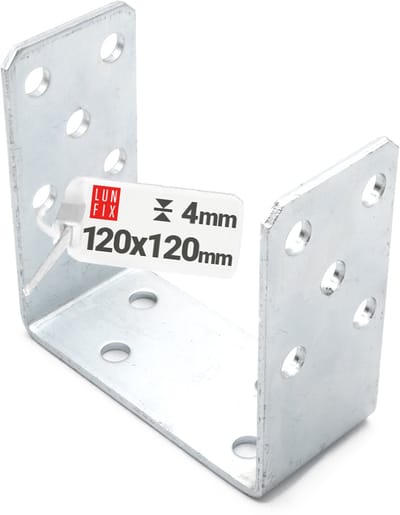 LUN FIX - U-paaldrager - 120 mm breed - 120 mm hoog - 60 mm diep - verzinkt staal - voor terrassen