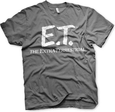 E.T. Heren Tshirt -S- Extra-Terrestrial Distressed Logo Grijs