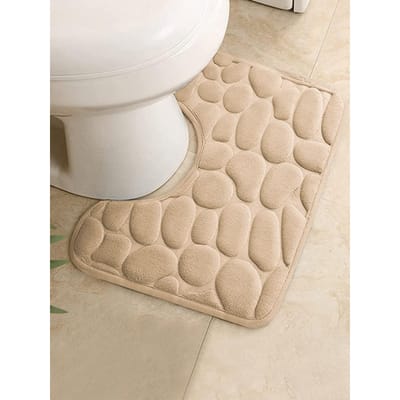 Tapis de pied de toilette pour toilettes, tapis de sol en forme de U, imperméable, absorbant l'eau, antidérapant 40x50cm jaune citron