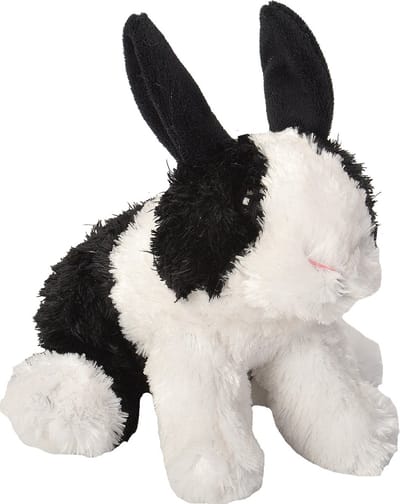 Wild Republic pluche Hollander konijnen knuffel - zwart/wit - 18 cm - Dieren knuffels