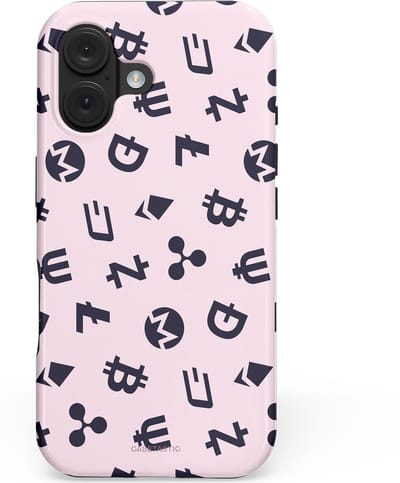 Casetastic hoesje geschikt voor Apple iPhone 16 - MagSafe - Dubbellaagse bescherming - Crypto flow - Fashion Case - Lichtgrijs Donkergrijs Wit