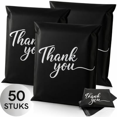 Twenty4seven® Verzendzakken voor Kleding 50 Stuks - 30x40cm Thank You Print - Verzendzakjes & Verzendzak Webshop - Voor Vinted, Marktplaats & Cadeaus