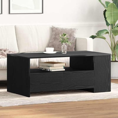 vidaXL - Salontafel - Zwart - Eiken - 102 - x - 55 - x - 43,5 - cm - Bewerkt - hout