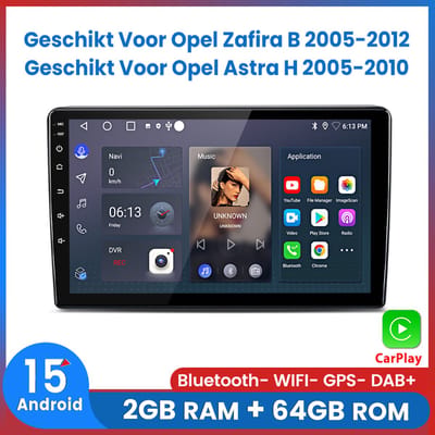 Awesafe Android 15.0 Autoradio - Geschikt Voor Opel Zafira B 2005 t/m 2012 Astra H 2004 t/m 2010 - Draadloos Apple Carplay & Android Auto - Ram 2GB + Rom 64GB - Radio met navigatie GPS - Bluetooth Wifi - 9 inch HD Touchscreen - Zwart