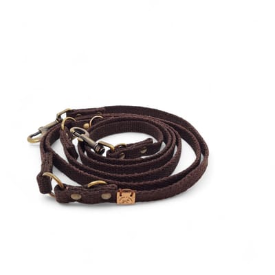 Cooper & Quint Simply Hemp Hondenriem - verstelbaar - Kastanjebruin - 1.5 cm - Oud Messing